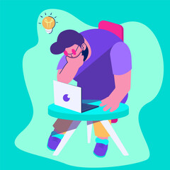 Illustration of a person with a suitcase search idea