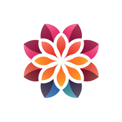 Flat geometric vector graphic logo of geometric flower, radial repeating, simple minimal