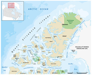 Vector map of the Canadian Queen Elizabeth Islands © lesniewski
