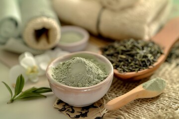 green tea and green tea powder for  Beauty and spa