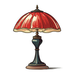 lamp emblem, kitschy vintage retro simple on a white background. 