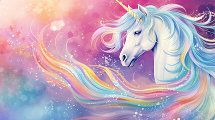 Obraz na płótnie Canvas Unicorn colorful background, rainbow pattern, glitters