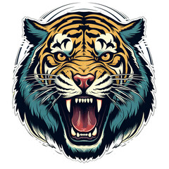 Tiger emblem, kitschy vintage retro simple 