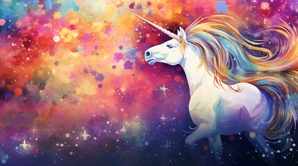Unicorn colorful background, rainbow pattern, glitters