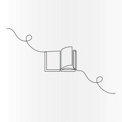 Obraz premium Book continuous one line drawing of outline vector illustration