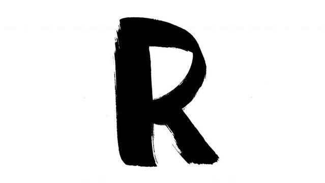 The letter R of english alphabet drawn with a black marker