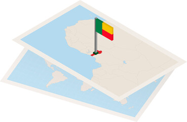 Benin map and flag