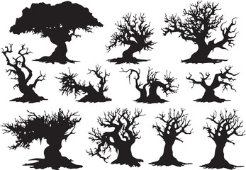 Set Trees. Hand drawn vector illustration	