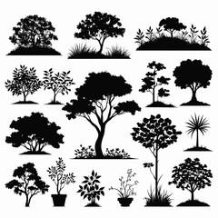 Obraz premium Tree silhouette set vector collection
