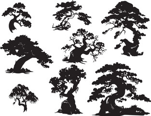 Set Trees. Hand drawn vector illustration	