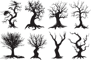 Set Trees. Hand drawn vector illustration	