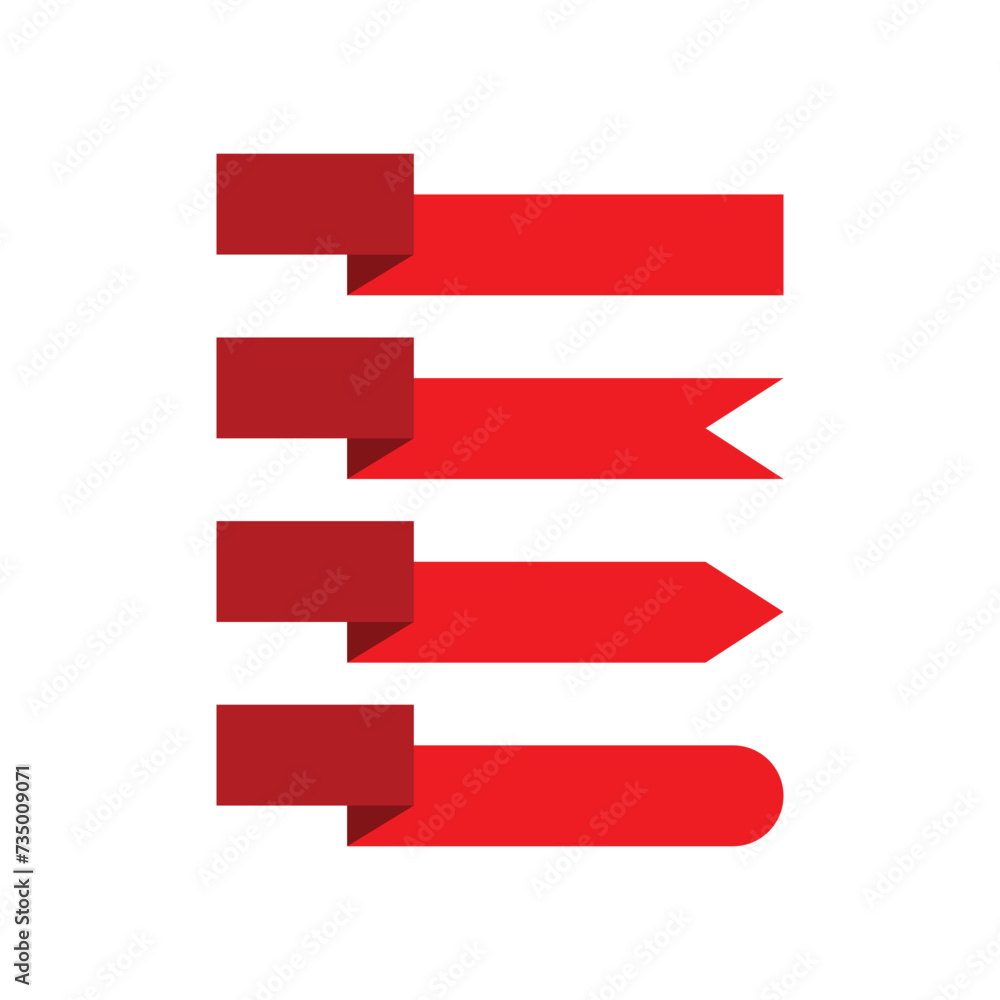 Poster ribbon banner set red tags and lable collection. flat design of web stickers. red tapes. retro ribbo