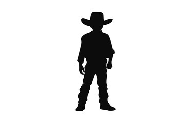 A Little Cowboy black silhouette vector isolated on a white background