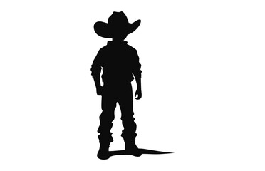 Little Cowboy vector black silhouette