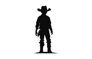 Little Cowboy black silhouette vector