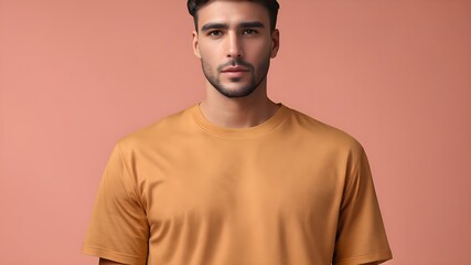 Fototapeta premium A blank butterscotch-colored t-shirt mockup