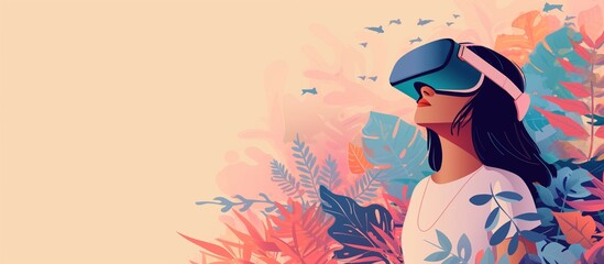 Person immersed in VR technology for therapeutic purposes like exposure therapy or stress relief exercises. Demonstrates VR's therapeutic applications in mental health and wellness