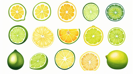 Watercolor illustrations of citruses.