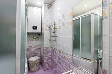 interior apartment room bathroom, sink, decorative elements, toilet. WC, sanitary unit, wash room