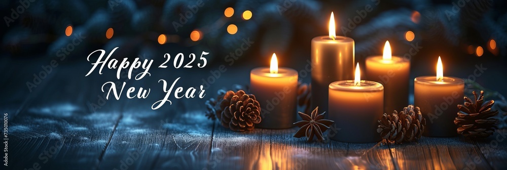 Poster sparkling and enchanting happy new year 2025 background with text happy new year