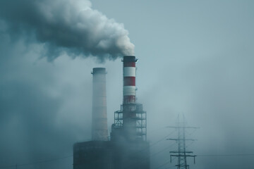 Smoke from heavy industrial factories in industrial zones pollutes air AI Generative