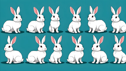 Obraz premium vector collection of rabbits. illustration of rabbits. Forest animals set. Easter symbol. Vector flat minimalist style bunny illustration. Wildlife nature concept