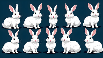 Fototapeta premium vector collection of rabbits. illustration of rabbits. Forest animals set. Easter symbol. Vector flat minimalist style bunny illustration. Wildlife nature concept