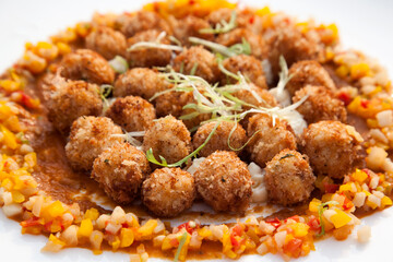 View of the fried meat balls