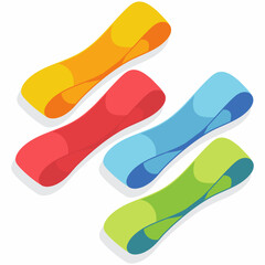 Resistance exercise bands vector cartoon set isolated on a white background.