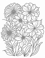 flowers coloring book for children and adults