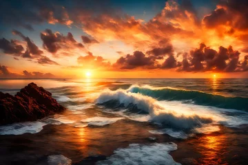 Abwaschbare Fototapete sunset over the sea © qaiser