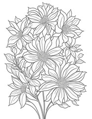 flowers coloring book for children and adults