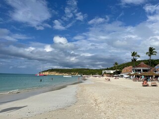 Dickenson Bay Antigua coastline blue sky and beach