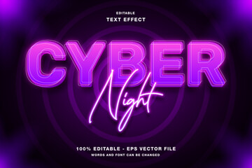 Cyber Night Neon Light Editable Text Effect