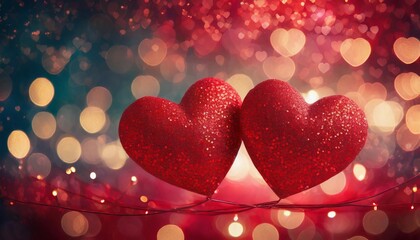 Background with hearts in pink, red, gold and silver, Valentine's Day, love, engagement, wedding