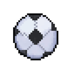 Fototapeta premium Soccer ball black and white sports ball. Pixel bit retro game styled vector illustration drawing. Simple flat cartoon drawing isolated on square white background.