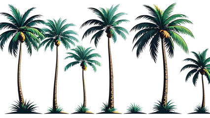 palm tree silhouette. vector collection of separated palm trees 