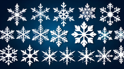 set of snowflakes on a Dark blue background. ai generated image