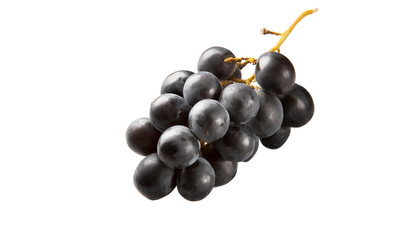 Fototapeta premium Bunch of black grapes isolated on transparent background.