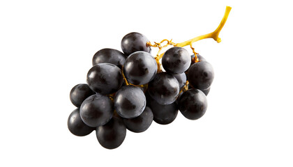 Fototapeta premium Bunch of black grapes isolated on transparent background.
