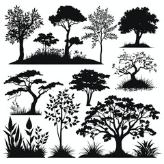 Tree silhouette collection vector illustration