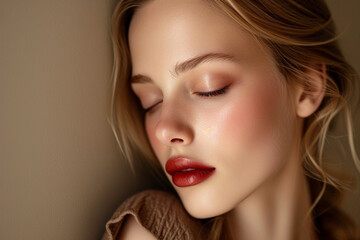 Fototapeta premium Super model portrait photography for cosmetic products, studio lighting