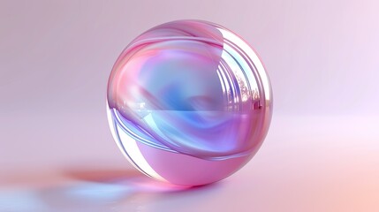 glossy pink and purple pastel glass ball, 3d render