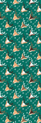 Fototapeta premium Green Beige Festive Scandinavian deer's Bookmark