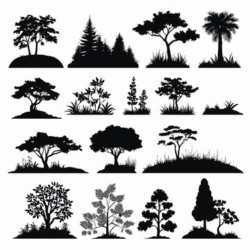 Tree silhouette collection vector illustration
