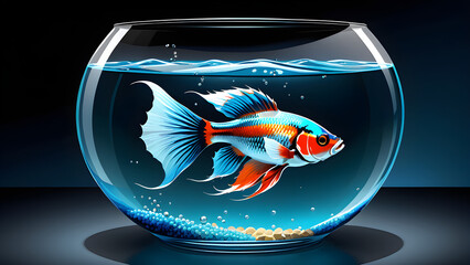 color fish in the glass bowel