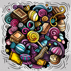 Sweet Candies cartoon vector doodle illustration