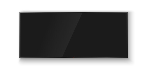 Realistic TV screen PNG. Modern stylish LED LCD panel. Large computer monitor display mockup. Blank...