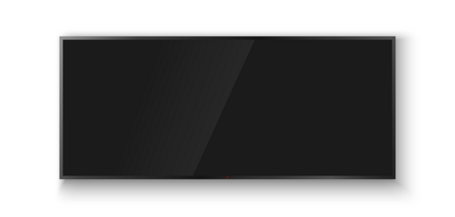 Realistic TV screen PNG. Modern stylish LED LCD panel. Large computer monitor display mockup. Blank TV template. Vector illustration of a plasma TV monitor on a transparent background.