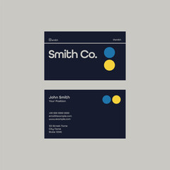 Business card layout, vector template. Modern minimal design style, corporate stationery. Editable print handout.